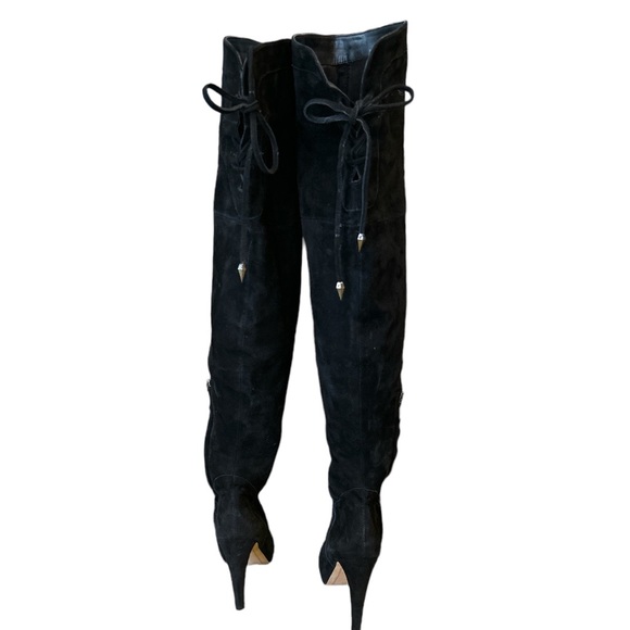 Sam Edelman Kayla Black Suede Over The Knee Heeled Boots - 5 - Picture 7 of 16